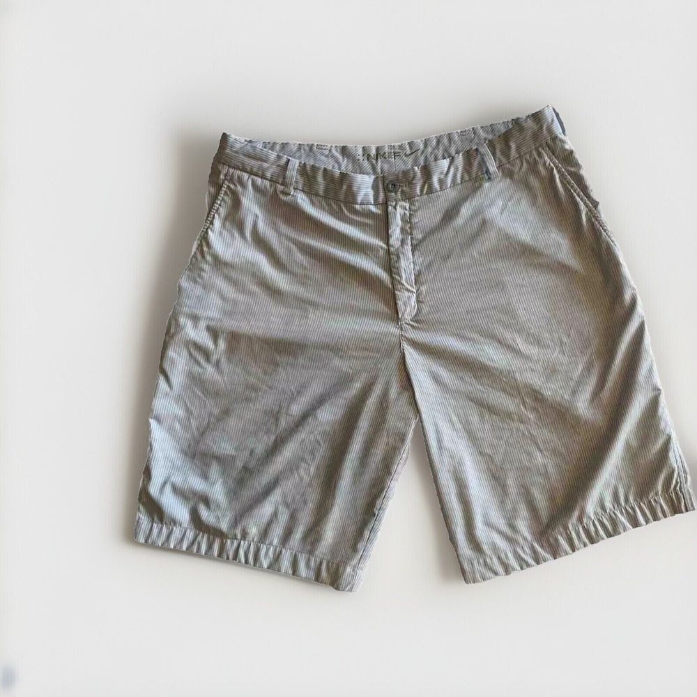 Nike Golf Shorts Men's Size 38 Blue & White Stripe Swoosh Logo 11"‎ inseam